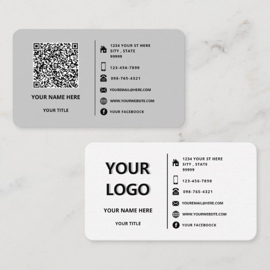 Uw QR code scaninfo Logo tekst Visitekaartje (Voorkant / Achterkant)