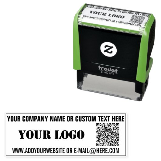 Uw QR-code scaninfo met logo aangepaste tekst stem Zelfinktende Stempel (In situ)
