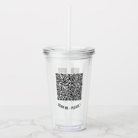 Uw QR-code scaninfo tekst acryl tumbler Drinkbeker (Voorkant)