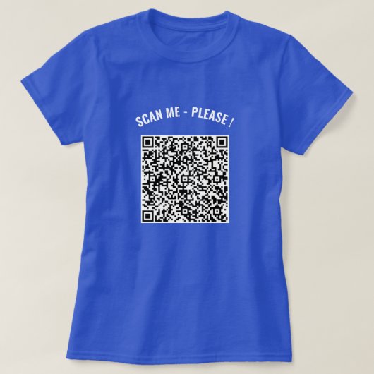 Uw QR-code Scaninfo Tekst Afspeelbaar T-shirt (Design voorkant)