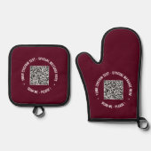 Uw QR-code Scaninformatie Aangepaste tekst en kleu Ovenwant & Pannenlap Set (Voorkant)