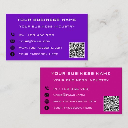 Uw QR Code Scannen Info Visitekaartje van het Bedr Contactkaartje (Voorkant / Achterkant)