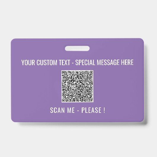 Uw QR Code Scantekst Info Tekst en Kleurenbadge Badge (Voorzijde)