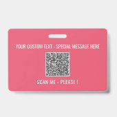Uw QR Code Scantekst Info Tekst en Kleurenbadge Badge (Achterkant)