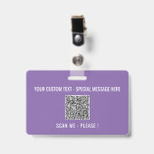 Uw QR Code Scantekst Info Tekst en Kleurenbadge Badge (Voorzijde met clip)