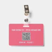Uw QR Code Scantekst Info Tekst en Kleurenbadge Badge (Achterkant met clip)