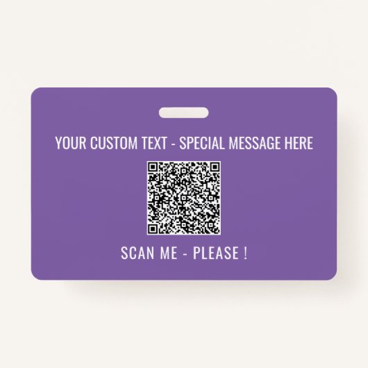 Uw QR Code Scantekst Info Tekst en Kleurenbadge Badge (Voorkant)