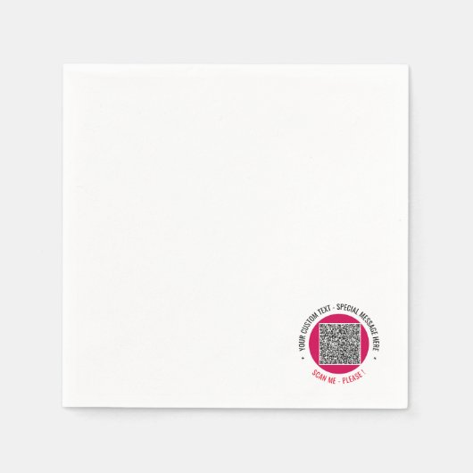 Uw QR-code servetten Voorbeeld met aangepaste teks (Voorkant)