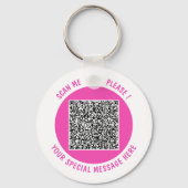 Uw QR-code sleutelhanger Aangepaste tekst en kleur (Voorkant)