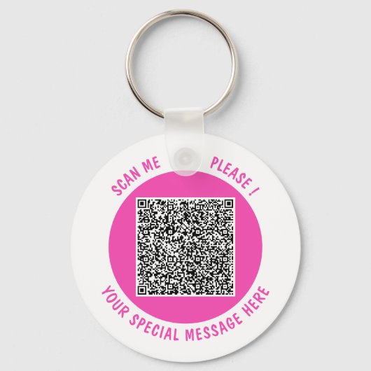 Uw QR-code sleutelhanger Aangepaste tekst en kleur (Voorkant)