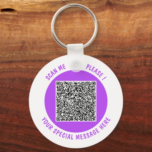 Uw QR-code sleutelhanger Aangepaste tekst en kleur (Achterkant)