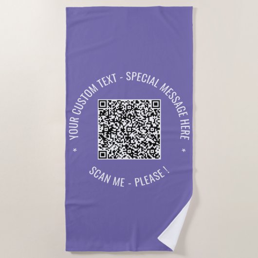 Uw QR-code strandhanddoek Aangepaste tekst en kleu Strandlaken (Voorkant)