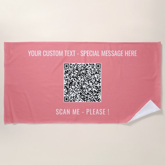 Uw QR Code Strandlaken Aangepaste Tekst en Kleuren (Voorkant)