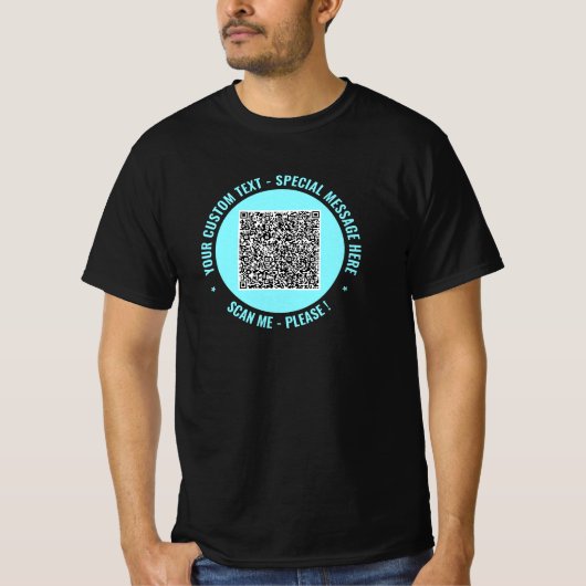 Uw QR Code T-shirt met aangepaste tekst en kleuren (Voorkant)