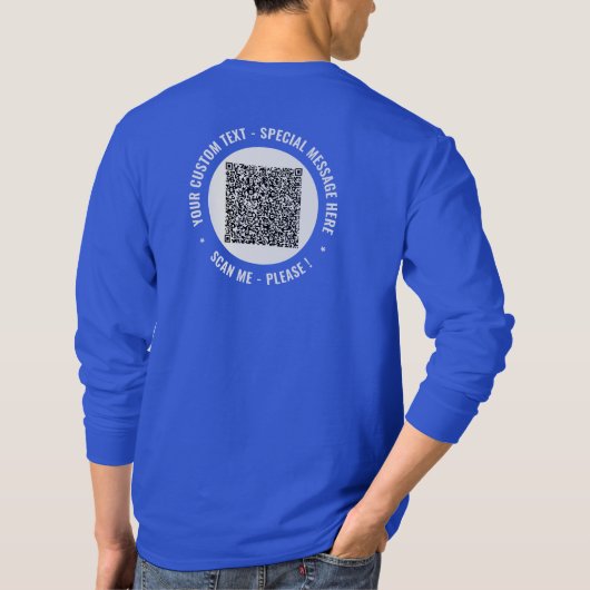Uw QR-code T-shirt Voorbeeld met aangepaste tekst (Achterkant)