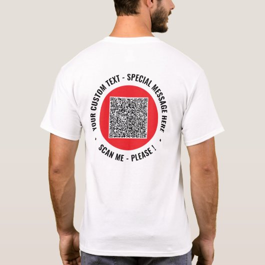 Uw QR-code T-shirt Voorbeeld met aangepaste tekst (Achterkant)