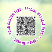 Uw QR-code tekst en kleuren venster klevende sjabl Raamsticker (Vel 3)