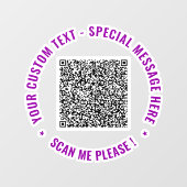 Uw QR-code tekst en kleuren venster klevende sjabl Raamsticker (Vel)