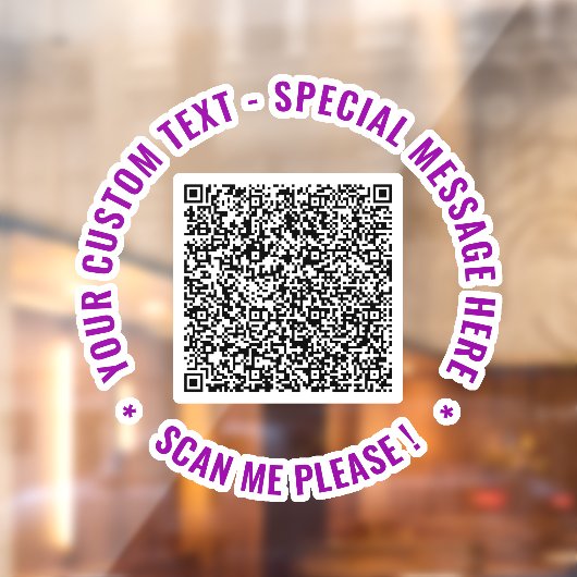 Uw QR-code tekst en kleuren venster klevende sjabl Raamsticker (Vel 2)