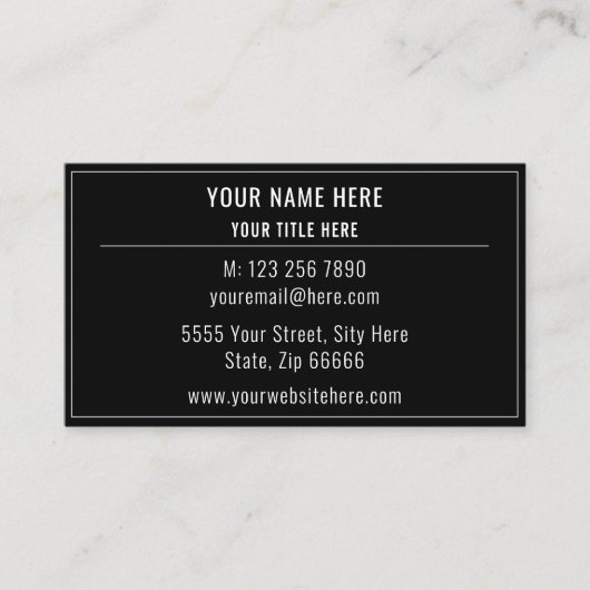 Uw QR-code Visitekaartje Voorbeeld aangepaste teks (Voorkant)