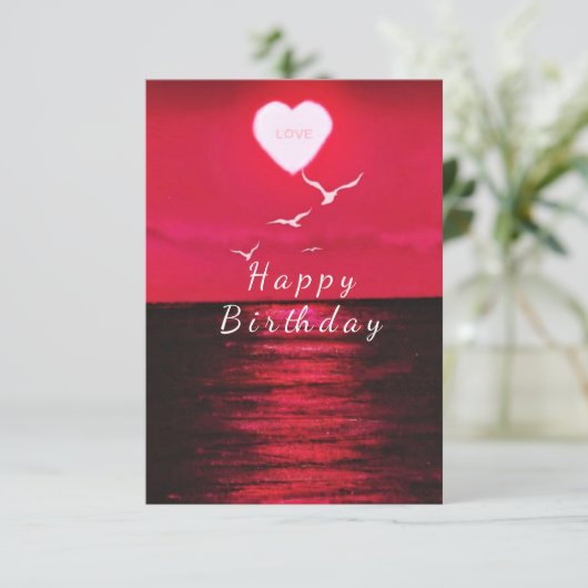 Uw QR-code Wens Birthday Kaart Zee Sunset Love (Staand voorkant)