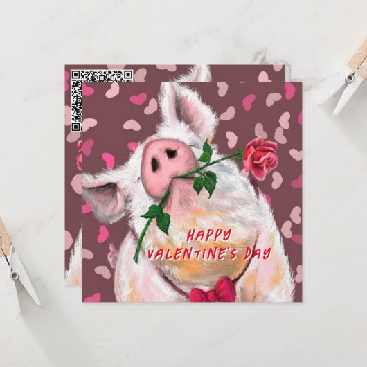 Uw QR-code wenst Valentijnsdag Kaart in liefdesfor (Voorkant / Achterkant in situ)