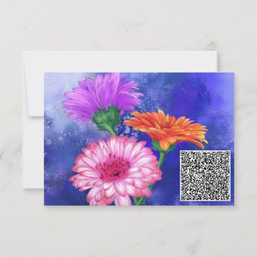 Uw QR-code Wish Birthday Kaart Colorful Gerberas (Achterkant)