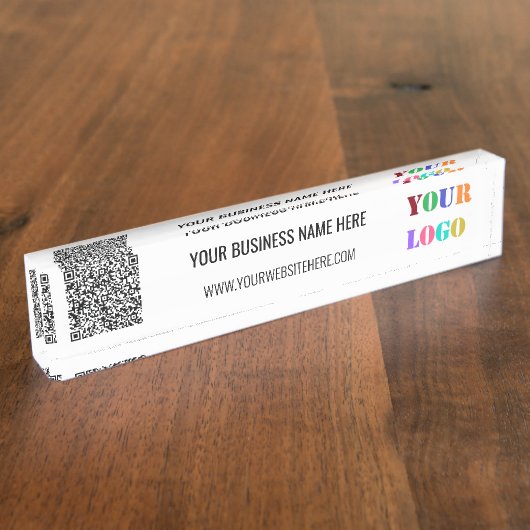 Uw QR-code Zakelijk Logo Aangepaste Tekst Promotio Naambordje (Zijkant)