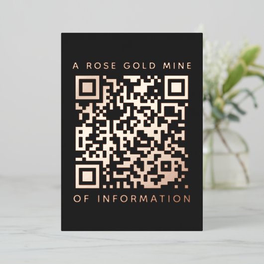 Uw QR-code Zwart Roos Goud Korting Kaart (Staand Voorkant)