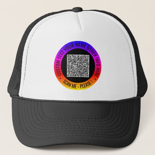 Uw QR-codeaftasten Douanetekst Moderne Truckerhoed Trucker Pet (Voorkant)
