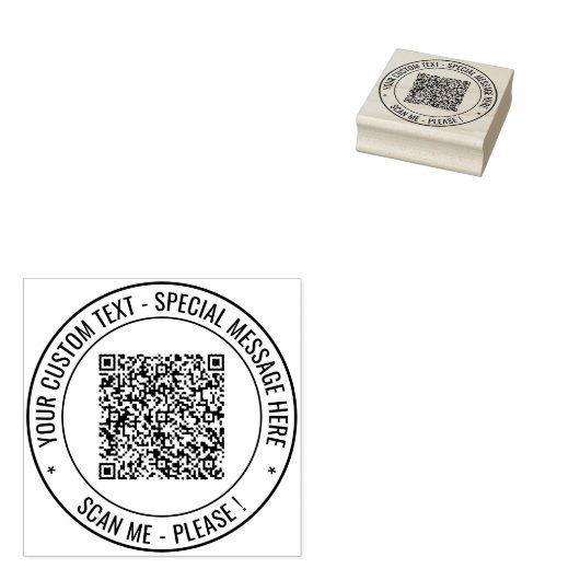 Uw QR-codeaftasten Douanetekst Ronde Rubberzegel Rubberstempel (Gestempeld)