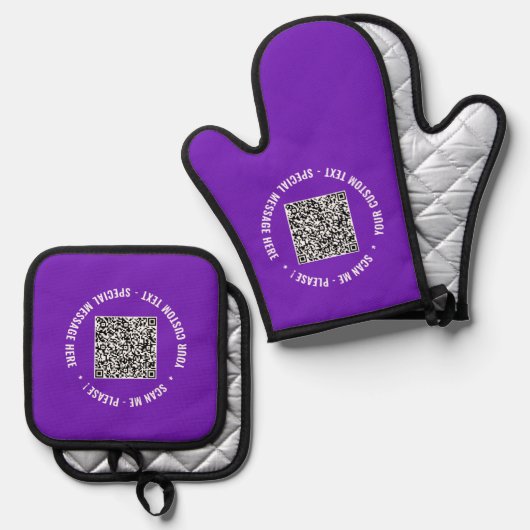 Uw QR-codeaftasten en aangepaste gepersonaliseerde Ovenwant & Pannenlap Set (Voorkant / Achterkant)