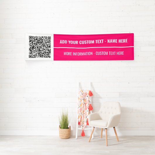 Uw QR-codebanner met aangepaste tekst en kleuren Spandoek (Insitu)