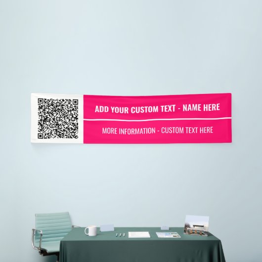 Uw QR-codebanner met aangepaste tekst en kleuren Spandoek (Beurs)