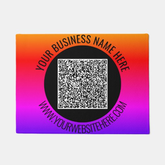 Uw QR-codescan en aangepaste tekstbedrijfsdeurmat Deurmat (Voorkant)