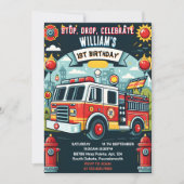 Uw Red Hot Fire Truck Motor Veiligheid 1e verjaard Kaart (Voorkant)