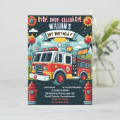 Uw Red Hot Fire Truck Motor Veiligheid 1e verjaard Kaart (Staand voorkant)