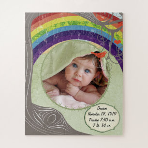 Uw regenboog Baby Foto Schattigee Boom & Vogels Legpuzzel