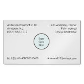 Uw registratie van bedrijfsgegevens van de Logo Magnetisch Visitekaartje (Voorkant)