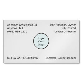 Uw registratie van bedrijfsgegevens van de Logo Magnetisch Visitekaartje