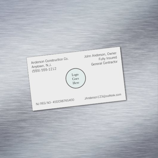 Uw registratie van bedrijfsgegevens van de Logo Magnetisch Visitekaartje (Voorbeeld)
