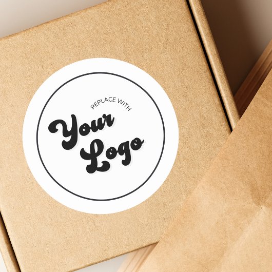 Uw Retro Groovy Logo hier voor zakelijk gebruik Ronde Sticker