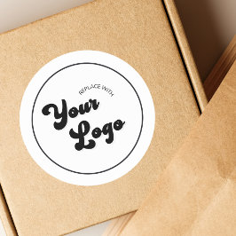 Uw Retro Groovy Logo Hier Zakelijke Promotie   Ronde Sticker