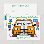 Uw rijexamen geslaagd Gefeliciteerd! Briefkaart (Voorkant / Achterkant)