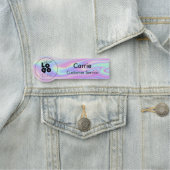 Uw Ronde Bedrijf Logo Iridescent Swirl Naam Tag (In situ)