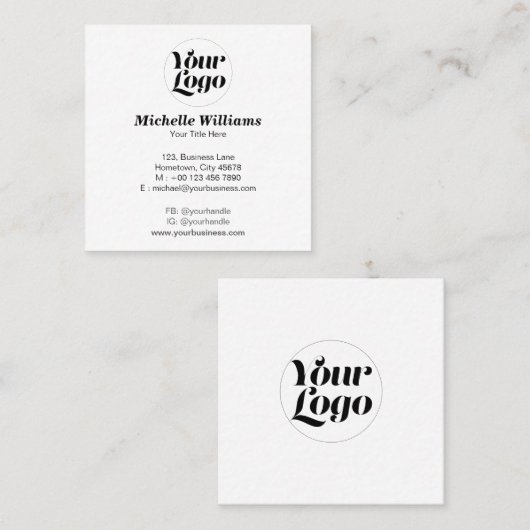 Uw Ronde Logo Professional Moderne Eenvoudige Aang Vierkante Visitekaartje (Voorkant / Achterkant)