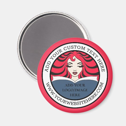 Uw ronde zakelijke Logo Afbeelding & tekst hier Magneet (Voorkant / Achterkant)