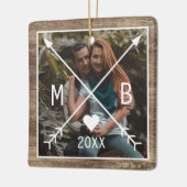 Uw Rustieke Elegante Monogram Geliefde Hart Pijlen Keramisch Ornament (Links)