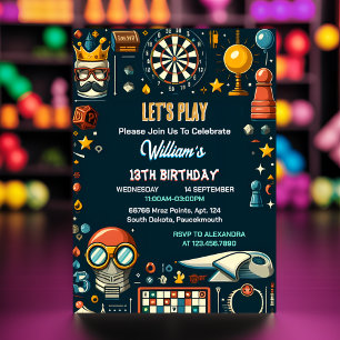 Uw Schaakkoning en Koningin Spel Nacht 13e Verjaar Kaart