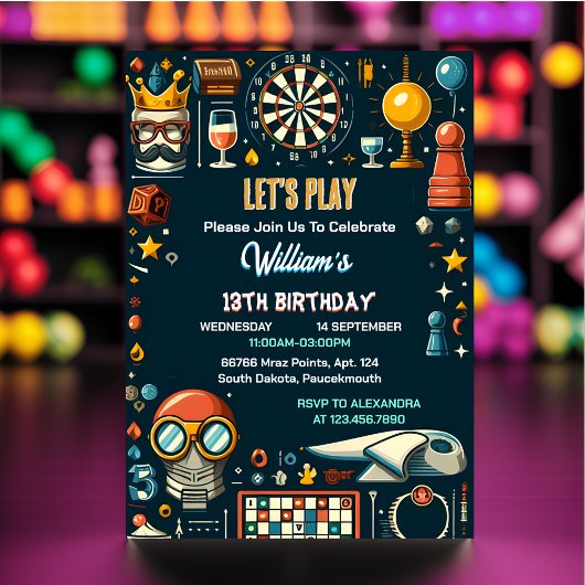 Uw Schaakkoning en Koningin Spel Nacht 13e Verjaar Kaart